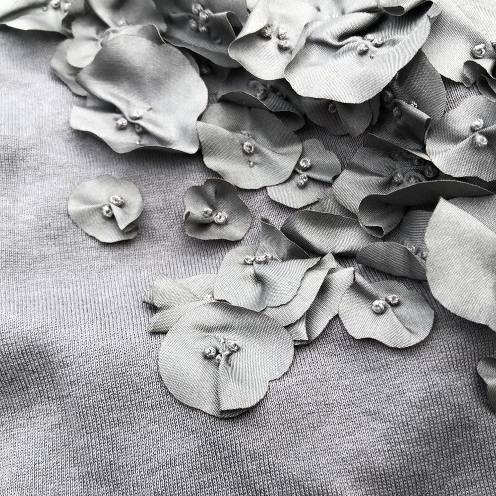 NWT J. Crew Gray Cotton/Silk Floral Appliqué Tank - Picture 5 of 11